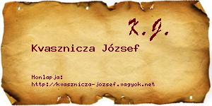 Kvasznicza József névjegykártya